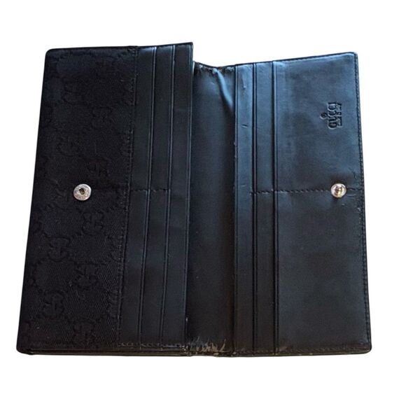 Gucci GG Canvas Horsebit Continental Wallet Black W/ Web Stripe Silver Hardware - Picture 14 of 14